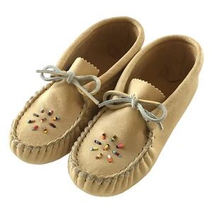 Minnetonka Soft Sole Leather Moccasins with Beaded Toe